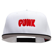 Punk Embroidered Two Tone Superior Cotton Twill Flat Bill Snapback Cap - Black-White OSFM