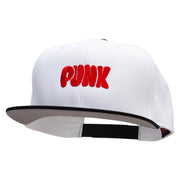 Punk Embroidered Two Tone Superior Cotton Twill Flat Bill Snapback Cap - Black-White OSFM