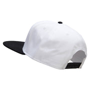 Punk Embroidered Two Tone Superior Cotton Twill Flat Bill Snapback Cap - Black-White OSFM