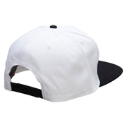 Punk Embroidered Two Tone Superior Cotton Twill Flat Bill Snapback Cap - Black-White OSFM