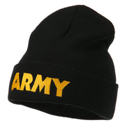 Army Embroidered Long Knitted Beanie