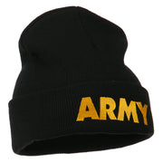 Army Embroidered Long Knitted Beanie