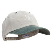 Two Gesture with FIngers Embroidered Pigment Dyed Wash Cap - Beige-Green OSFM