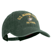 US Marine Corps Retired Design Embroidered Washed Solid Pigment Dyed Cotton Twill Brass Buckle Cap - Dk-Green OSFM