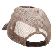 Bison And Mountains Embroidered Low Profile Special Cotton Mesh Cap - Brown-Khaki OSFM