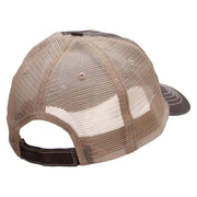 Bison And Mountains Embroidered Low Profile Special Cotton Mesh Cap - Brown-Khaki OSFM