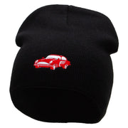 Old School Car Embroidered 8 Inch Short Beanie - Black OSFM