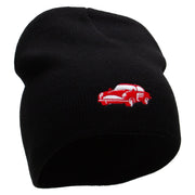 Old School Car Embroidered 8 Inch Short Beanie - Black OSFM