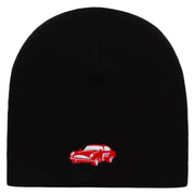 Old School Car Embroidered 8 Inch Short Beanie - Black OSFM