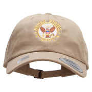 Officially Licensed United States Navy Circle Emblem Unstructured Low Profile 6 panel Cotton Cap - Khaki OSFM