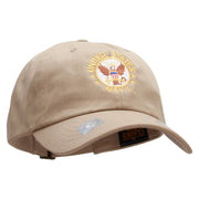 Officially Licensed United States Navy Circle Emblem Unstructured Low Profile 6 panel Cotton Cap - Khaki OSFM