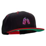 Flag Pattern Soda Embroidered Wool Blend 2 Tone Classic Snapback - Black-Red OSFM