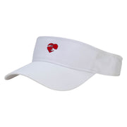 Hand Heart Embroidered Cotton Twill Sun Visor - White OSFM