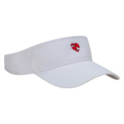 Hand Heart Embroidered Cotton Twill Sun Visor - White OSFM