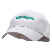 Keep Smiling Embroidered Low Profile Structured  Cap - Grey OSFM