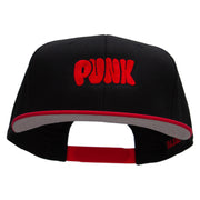 Punk Embroidered Two Tone Superior Cotton Twill Flat Bill Snapback Cap - Red-Black OSFM