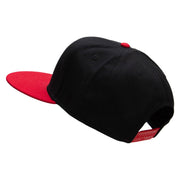 Punk Embroidered Two Tone Superior Cotton Twill Flat Bill Snapback Cap - Red-Black OSFM