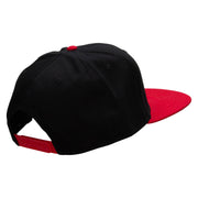 Punk Embroidered Two Tone Superior Cotton Twill Flat Bill Snapback Cap - Red-Black OSFM