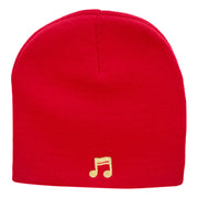 Beamed 16th Note Embroidered Short Beanie