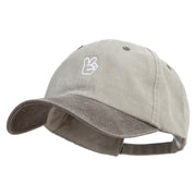 Two Gesture with FIngers Embroidered Pigment Dyed Wash Cap - Beige-Brown OSFM