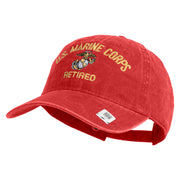 US Marine Corps Retired Design Embroidered Washed Solid Pigment Dyed Cotton Twill Brass Buckle Cap - Red OSFM