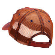 Bison And Mountains Embroidered Low Profile Special Cotton Mesh Cap - Orange OSFM