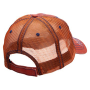 Bison And Mountains Embroidered Low Profile Special Cotton Mesh Cap - Orange OSFM