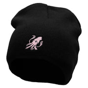 Squid Embroidered 8 Inch Short Beanie - Black OSFM