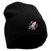 Squid Embroidered 8 Inch Short Beanie - Black OSFM