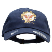 Officially Licensed United States Navy Circle Emblem Unstructured Low Profile 6 panel Cotton Cap - Navy OSFM