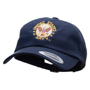 Officially Licensed United States Navy Circle Emblem Unstructured Low Profile 6 panel Cotton Cap - Navy OSFM