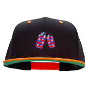 Flag Pattern Soda Embroidered Wool Blend 2 Tone Classic Snapback - Black-Orange OSFM