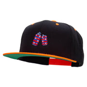 Flag Pattern Soda Embroidered Wool Blend 2 Tone Classic Snapback - Black-Orange OSFM