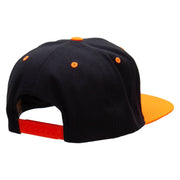 Flag Pattern Soda Embroidered Wool Blend 2 Tone Classic Snapback - Black-Orange OSFM