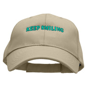 Keep Smiling Embroidered Low Profile Structured  Cap - Khaki OSFM