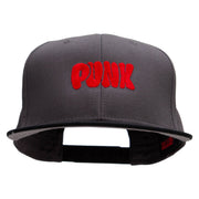 Punk Embroidered Two Tone Superior Cotton Twill Flat Bill Snapback Cap - Black-Charcoal OSFM