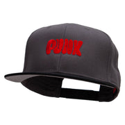 Punk Embroidered Two Tone Superior Cotton Twill Flat Bill Snapback Cap - Black-Charcoal OSFM