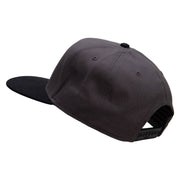 Punk Embroidered Two Tone Superior Cotton Twill Flat Bill Snapback Cap - Black-Charcoal OSFM