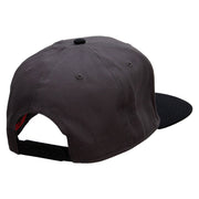 Punk Embroidered Two Tone Superior Cotton Twill Flat Bill Snapback Cap - Black-Charcoal OSFM