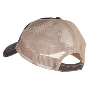 Present Ornament Embroidered Low Profile Special Cotton Mesh Cap - Brown-Khaki OSFM