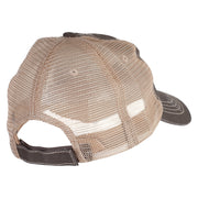 Present Ornament Embroidered Low Profile Special Cotton Mesh Cap - Brown-Khaki OSFM