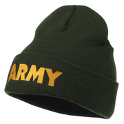 Army Embroidered Long Knitted Beanie