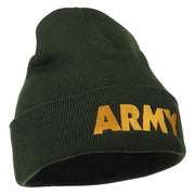 Army Embroidered Long Knitted Beanie