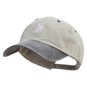 Two Gesture with FIngers Embroidered Pigment Dyed Wash Cap - Beige-Black OSFM