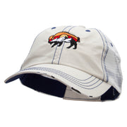 Bison And Mountains Embroidered Low Profile Special Cotton Mesh Cap - Putty OSFM