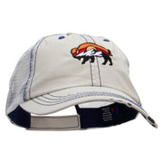 Bison And Mountains Embroidered Low Profile Special Cotton Mesh Cap - Putty OSFM