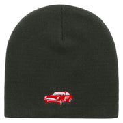 Old School Car Embroidered 8 Inch Short Beanie - Dk-Grey OSFM