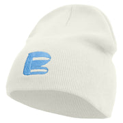 Artistic Letter B Embroidered 8 inch Acrylic Short beanie - White OSFM