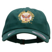 Officially Licensed United States Navy Circle Emblem Unstructured Low Profile 6 panel Cotton Cap - Spruce OSFM