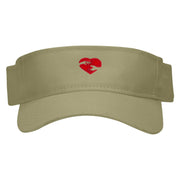 Hand Heart Embroidered Cotton Twill Sun Visor - Khaki OSFM